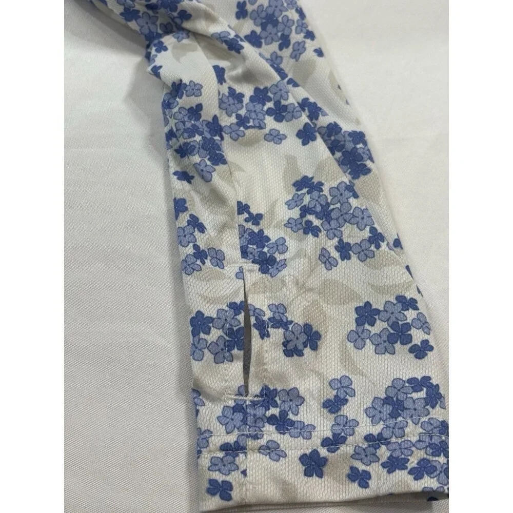 Straight Down Women Ava Quarter Zip Size XS Blue Floral